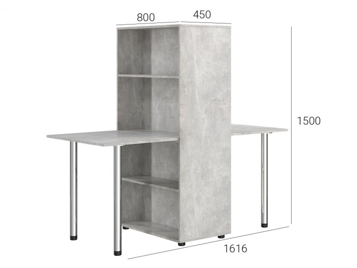 Двойно бюро с етажерка KC-01 (дъб бетон)
